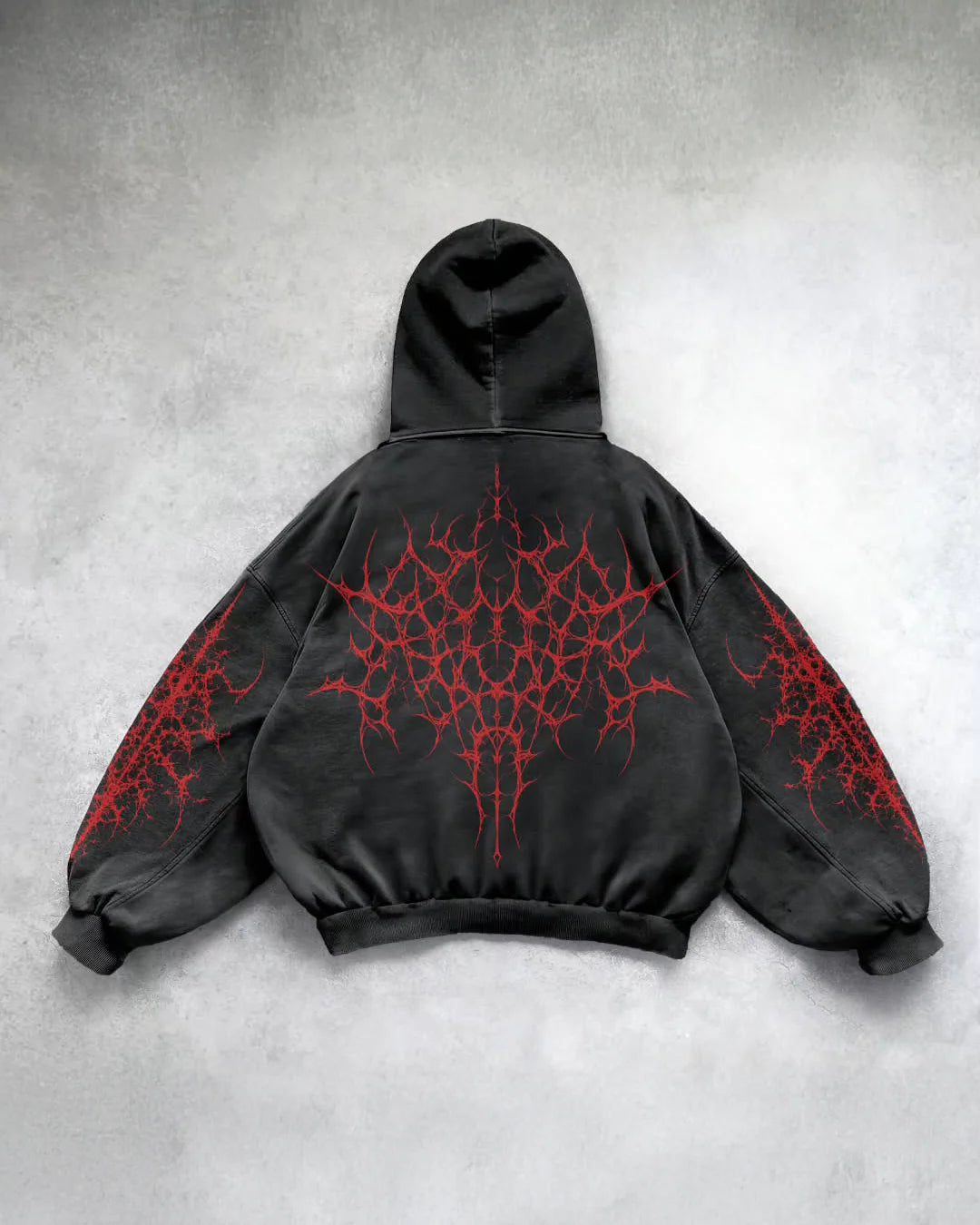Demon Scar Red Printed Oversized Hoodie | Offday