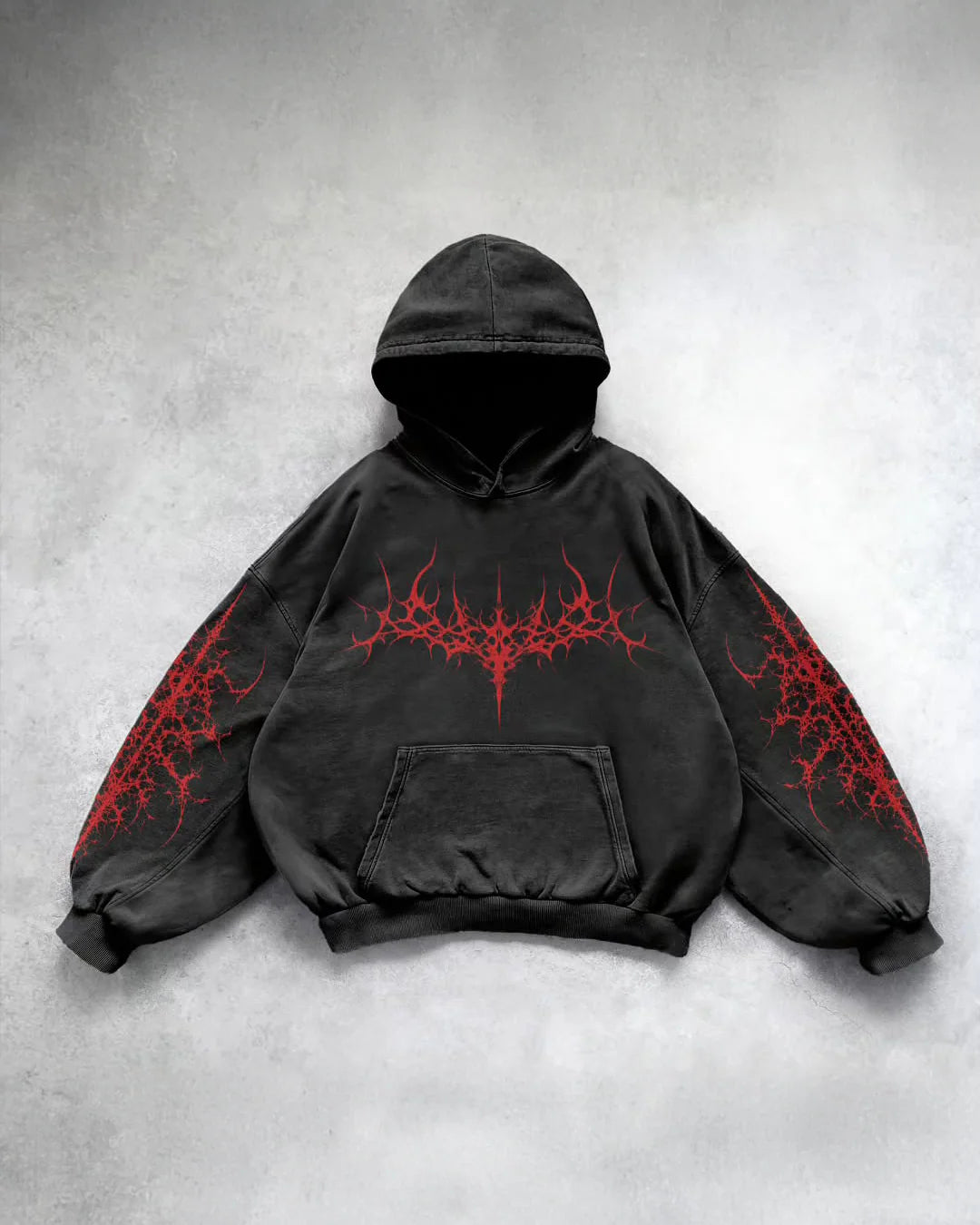Demon Scar Red Printed Oversized Hoodie | Offday