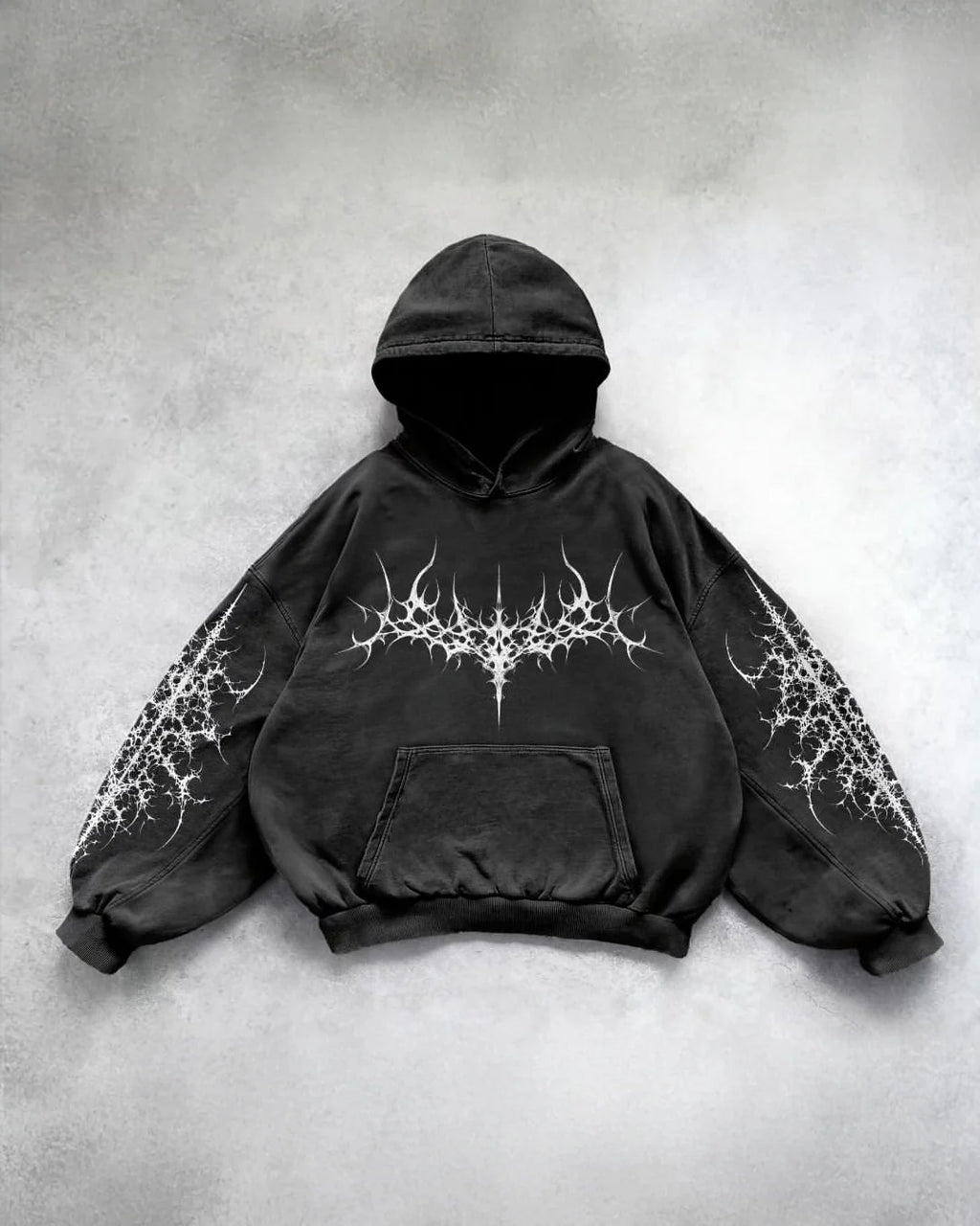 Demon Scar White Black Oversized Streetwear Hoodie – Offday