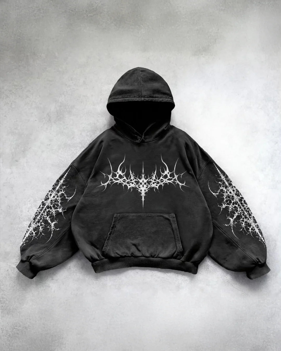 Demon Scar White Black Oversized Streetwear Hoodie – Offday