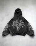 Demon Scar White Black Oversized Streetwear Hoodie – Offday