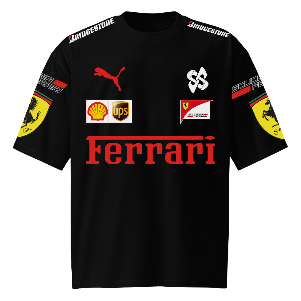 Ferrari Racing Team T-Shirt – Premium Black F1 Motorsport Tee | Scuderia Ferrari x Puma Style | Car Enthusiast Streetwear